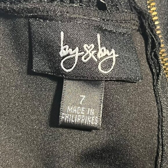 By & By Black Women's 7‎ Bodycon Dress Party Off Shoulder Ruffle Lace Black - Picture 6 of 6